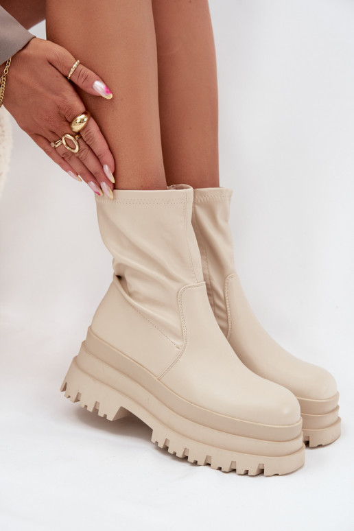 Bottes avec une plateforme Eko Peau beige Kylira