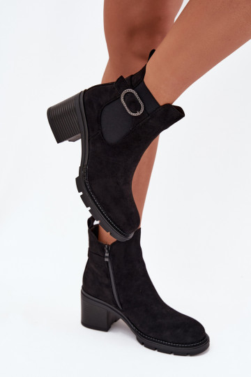 réchauffer Bottes pour femmes décorer avec boucles couleur noire Melara