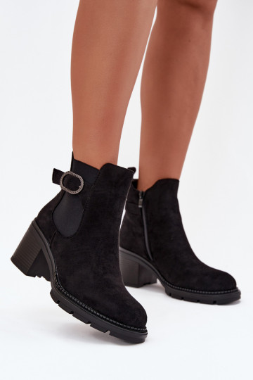 réchauffer Bottes pour femmes décorer avec boucles couleur noire Melara 2