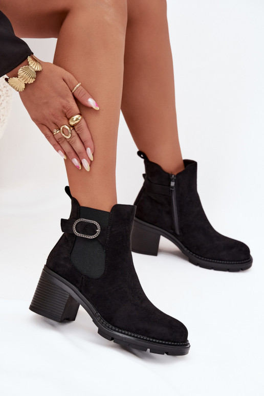 réchauffer Bottes pour femmes décorer avec boucles couleur noire Melara