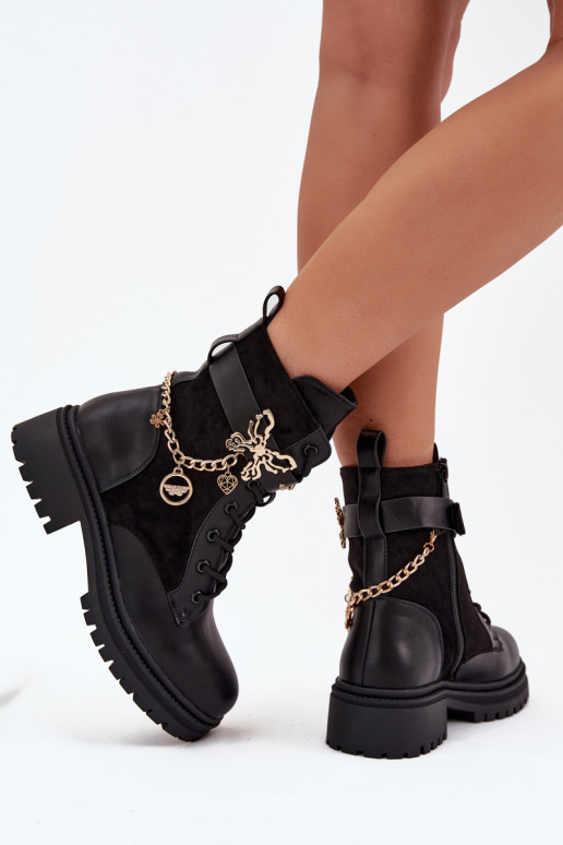 Bottines de travail Féminin réchauffer Ze couleur doréem Avec chaîne I ZaÀieszkami couleur noire Ravine Bottines de travail Féminin réchauffer Ze couleur doréem Avec chaîne I ZaÀieszkami couleur noire Ravine