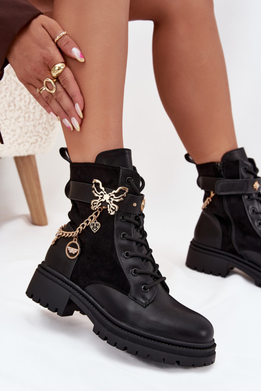 Bottines de travail Féminin réchauffer Ze couleur doréem Avec chaîne I ZaÀieszkami couleur noire Ravine Bottines de travail Féminin réchauffer Ze couleur doréem Avec chaîne I ZaÀieszkami couleur noire Ravine