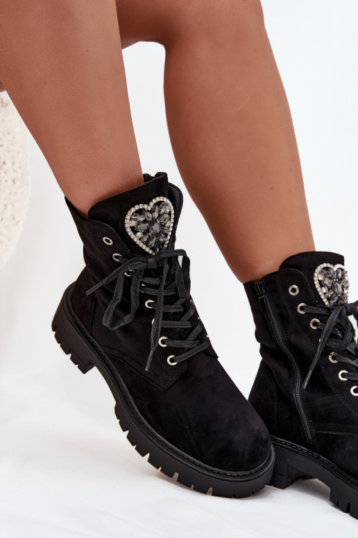 Enkellaarsjes voor Inerknemers Met Sieradendecoratie opInarmen van eco-suèdeoIne zInart Miryssa