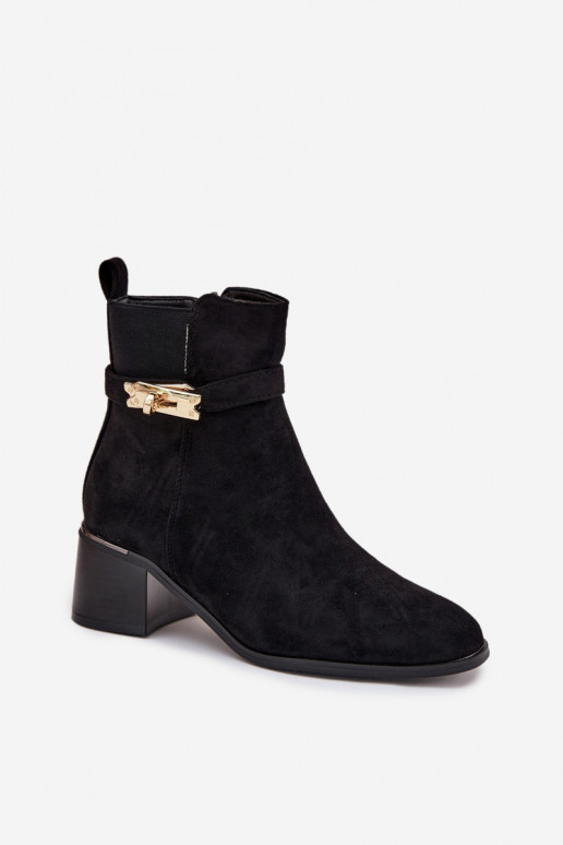 sich Zuarm laufen Damenstiefel mit goldenen Details Klocke schZuarze Farbe Sarona