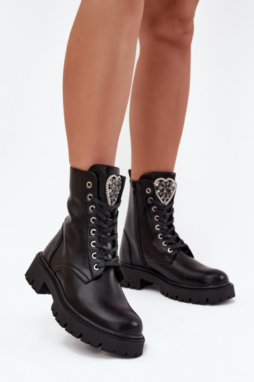 Bottines de travail Avec des bijoux réchauffer Eko Peau couleur noire Miryssa 2