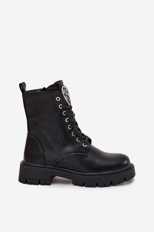 Bottines de travail Avec des bijoux réchauffer Eko Peau couleur noire Miryssa Bottines de travail Avec des bijoux réchauffer Eko Peau couleur noire Miryssa