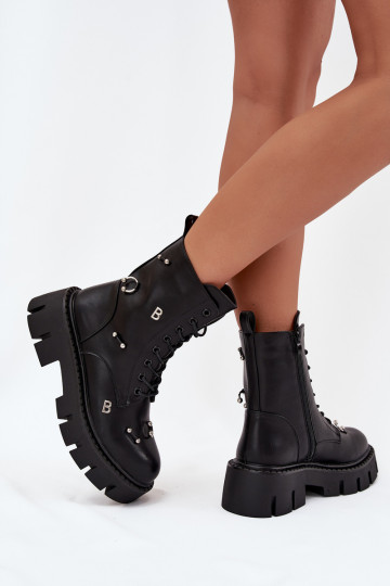 Bottines de travail Féminin avec de beaux détails réchauffer couleur noire Lunea 2