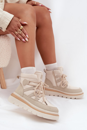 Dameslaarzen met platform ivoor Liorae