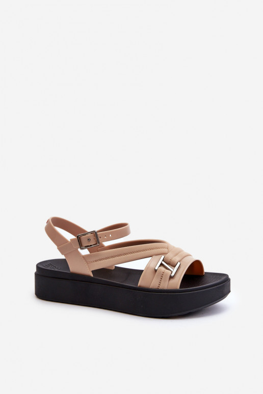 Duftend Damensandalen mit einer Plattform ZAXY LL285063 Beige