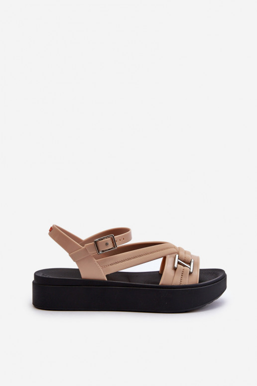 Parfumé Sandales pour femmes avec une plateforme ZAXY LL285063 beige