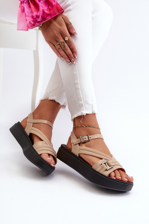 Parfumé Sandales pour femmes avec une plateforme ZAXY LL285063 beige