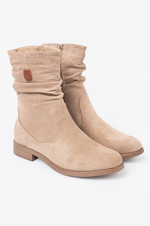 Beige Schuhe mit gerüschtem Oberteil