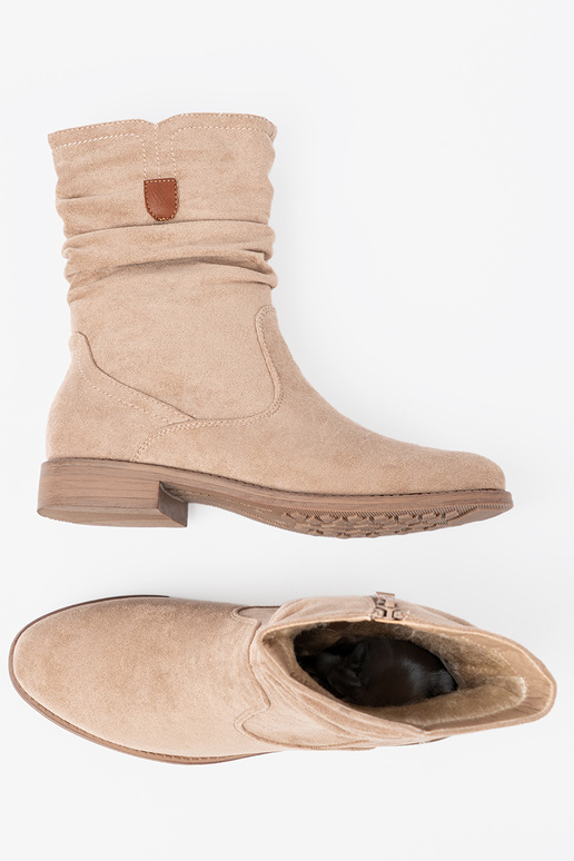 Beige Schuhe mit gerüschtem Oberteil