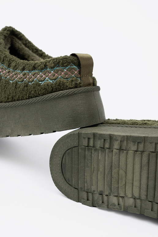 couleur kaki, miękkie chaussures a'la Bottes de neige bez pięty