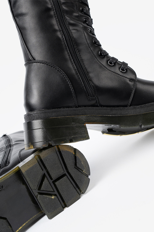 Klassisches Stilvollll schZuarze Farbe lange Stiefel z Schnürsenkelm i suZuakiem