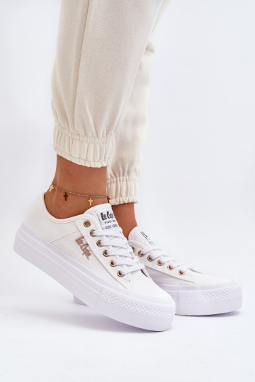 Dames witte schoenen met platform Lee Cooper LCW-24-31-2725 2