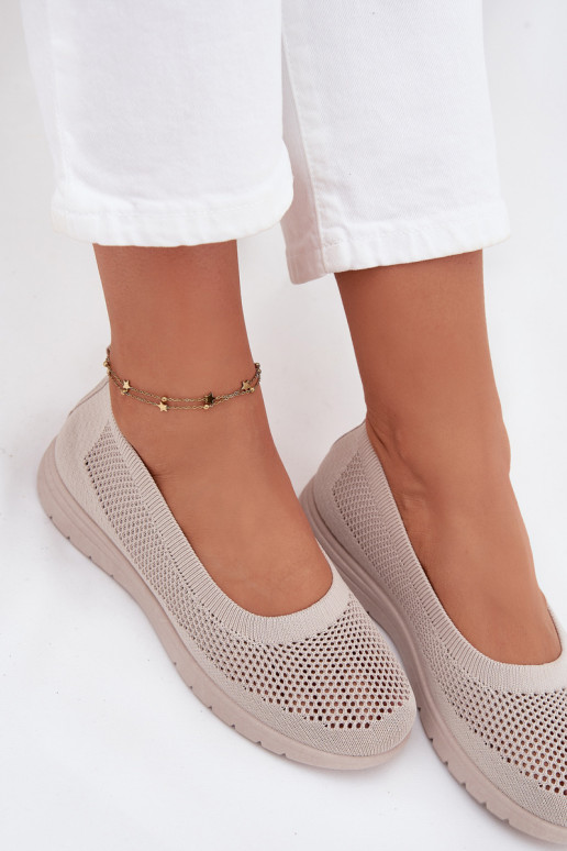 Netz Ballerinas Feminin IN SportoZuym Stylu Beige Virella