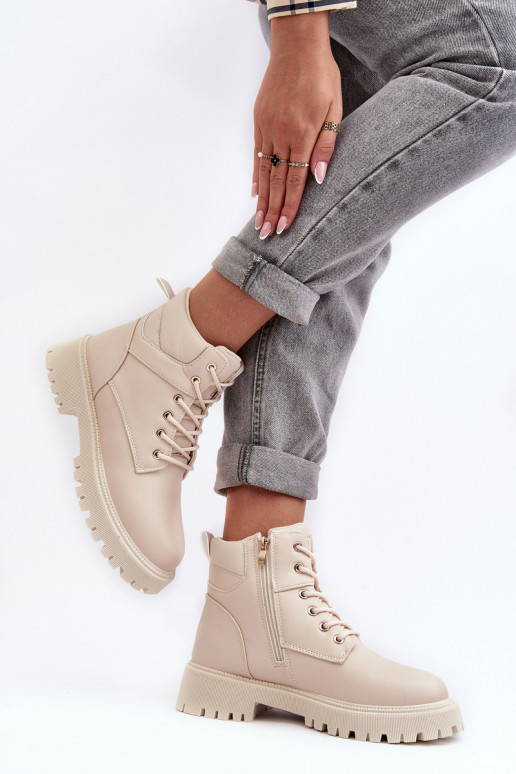 Féminin chaussures avec fermetures éclair réchauffer beige Gremiva