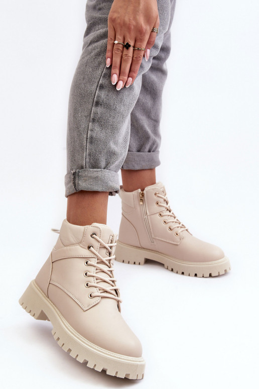 Féminin chaussures avec fermetures éclair réchauffer beige Gremiva