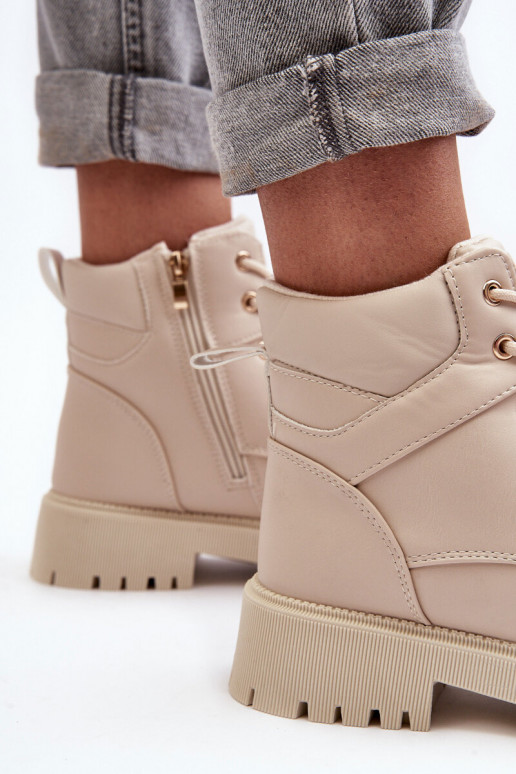 Féminin chaussures avec fermetures éclair réchauffer beige Gremiva