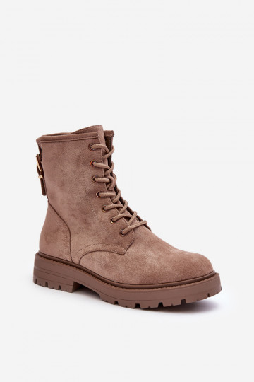 Feminin Arbeitsstiefeletten mit Reißverschlüssen Beige Ninsuni