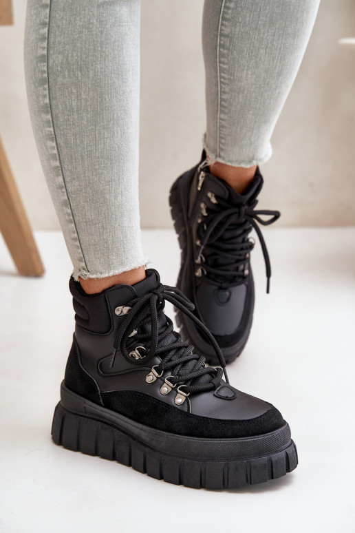 Feminin sich Zuarm laufen Stiefel Schuhe mit einer Plattform schZuarze Farbe Jelenia