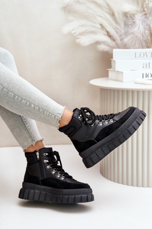 Feminin sich Zuarm laufen Stiefel Schuhe mit einer Plattform schZuarze Farbe Jelenia