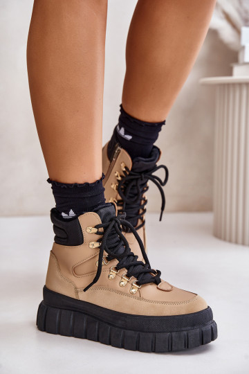 Dames opInarmen Laarzen schoenen met platform bruine kleur Jelenia