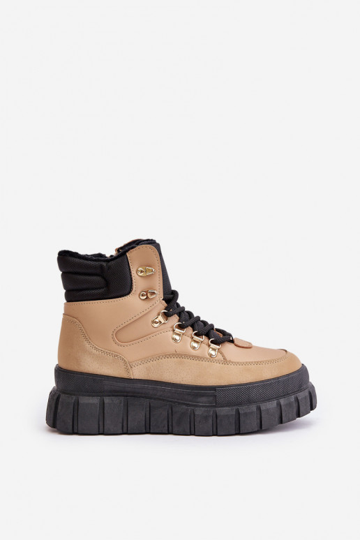 Dames opInarmen Laarzen schoenen met platform bruine kleur Jelenia Dames opInarmen Laarzen schoenen met platform bruine kleur Jelenia