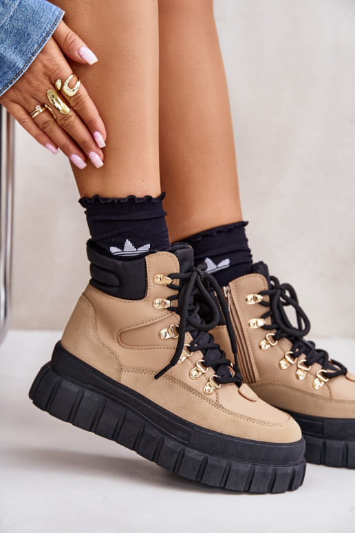 Féminin réchauffer Bottes chaussures avec une plateforme marron Jelenia