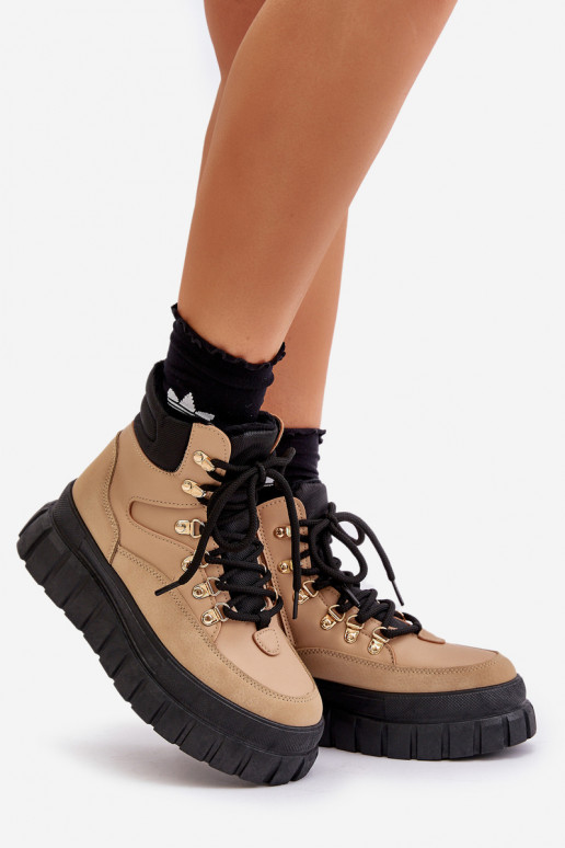 Dames opInarmen Laarzen schoenen met platform bruine kleur Jelenia Dames opInarmen Laarzen schoenen met platform bruine kleur Jelenia