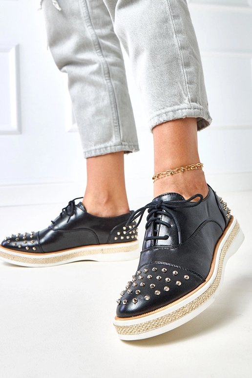 Zwarte dames enkellaarsjes met studs...