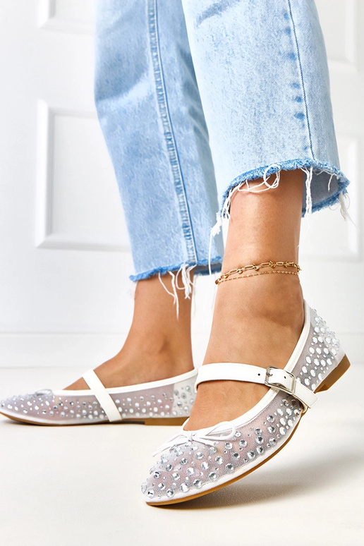 Ballerines blanches en mesh avec...