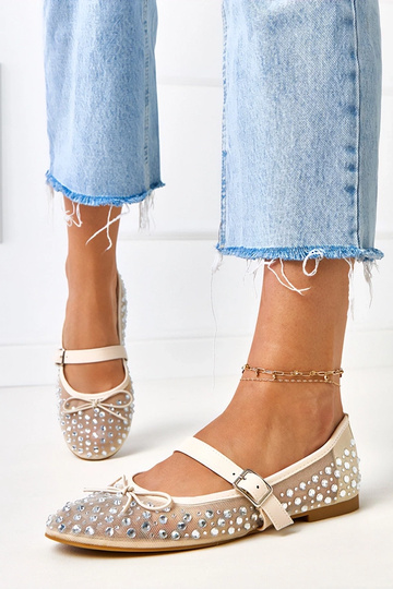 Beige netbalerina's met... 2