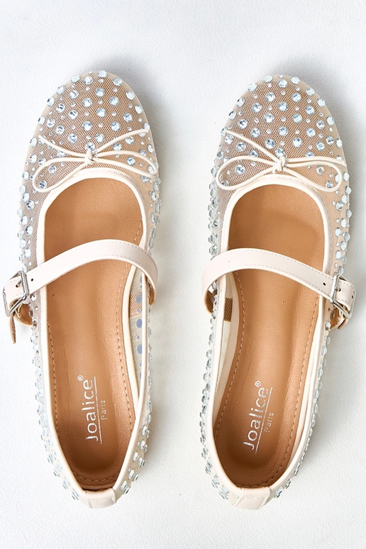 Beige netbalerina's met kristallen...