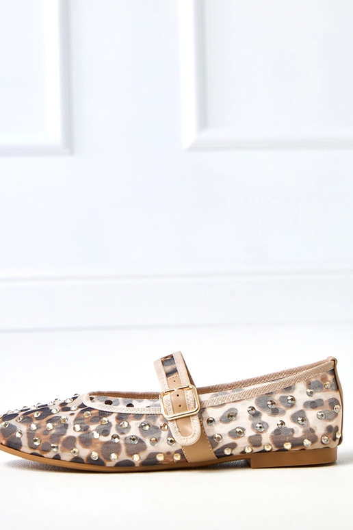Leopardenmuster Netz-Ballerinas mit...