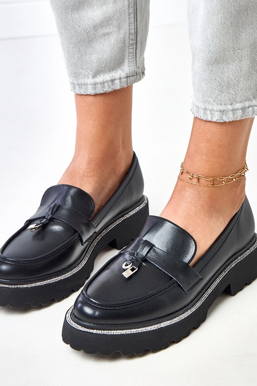 Mocassins noirs ornés de strass Katrena