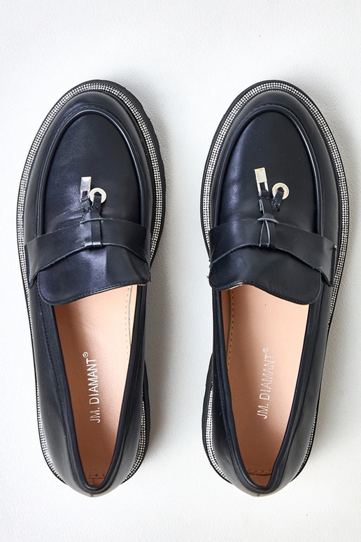 Zwarte mocassins met versiering en...