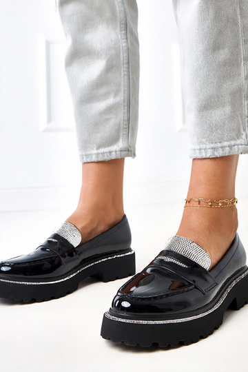 Mocassins noirs vernis...