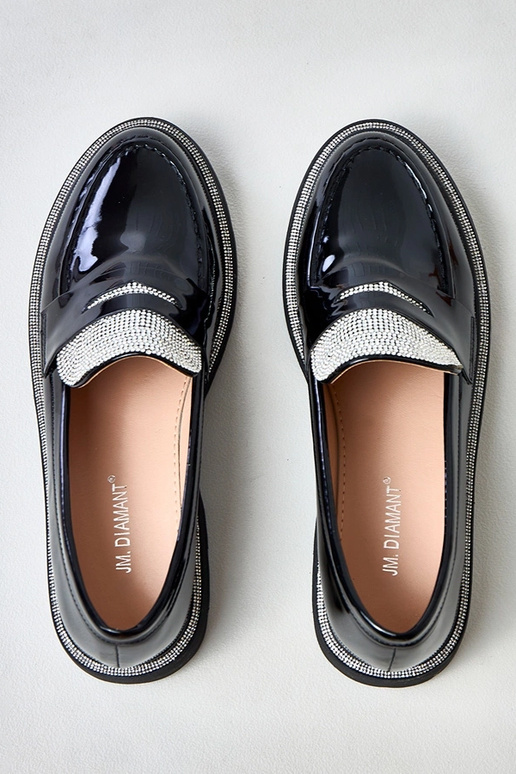 Mocassins noirs vernis ornés de...