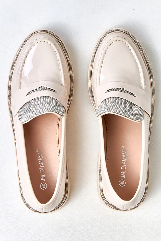 Beige Lackmokassins verziert mit...