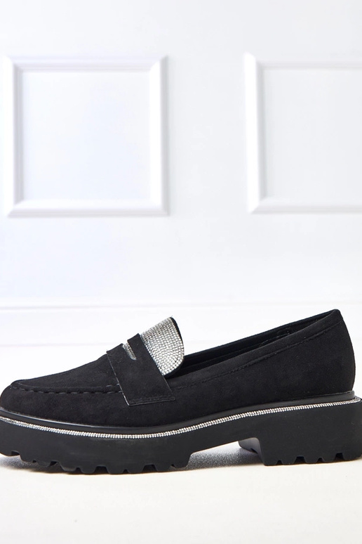 Zwarte kunstsuède moccasins met...