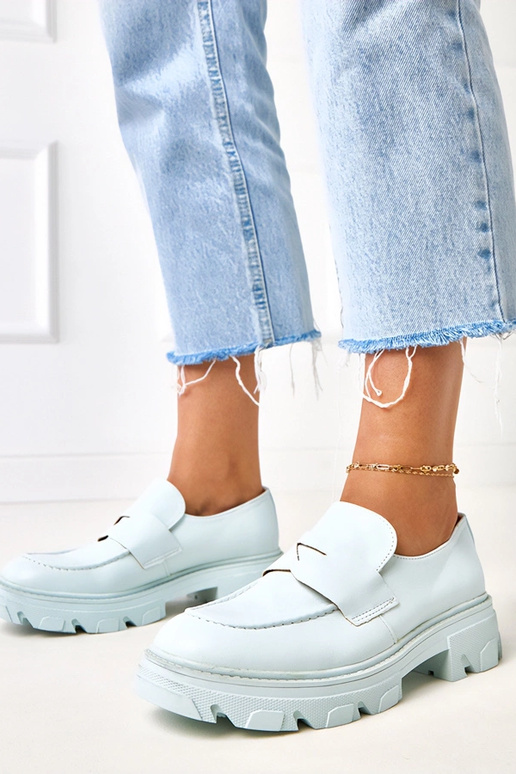 Mocassins bleus pour femmes en simili...