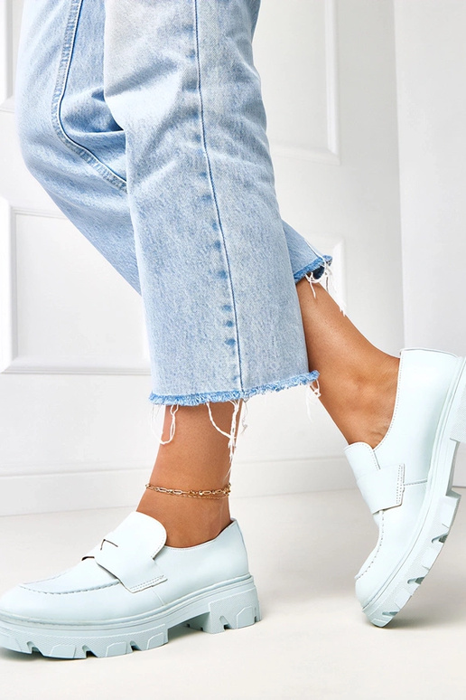 Mocassins bleus pour femmes en simili...