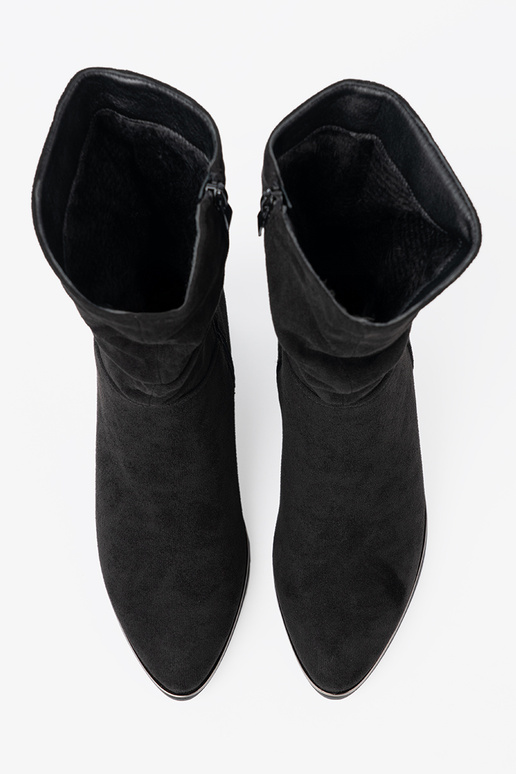 Bottes en daim couleur noire z eleganckim marszczeniem