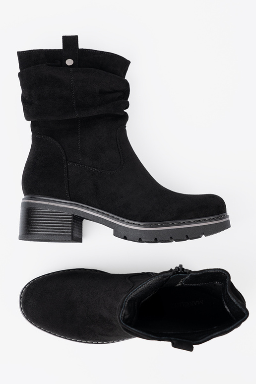 Bottes pour femmes couleur noire z ozdobnym marszczeniem
