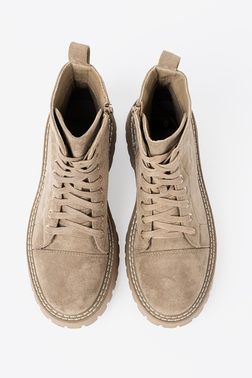 Beige hohe Reitstiefel mit Herz i grubą podeszZuą