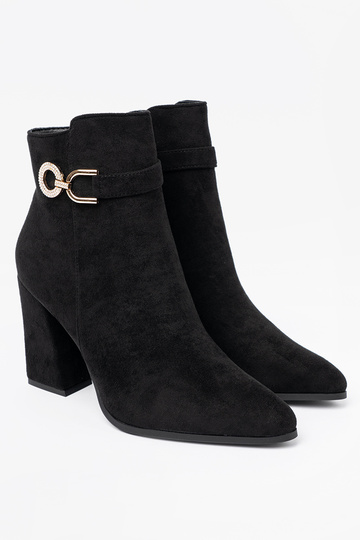 Style élégant couleur noire chaussures z biżuteryjnym akcentem