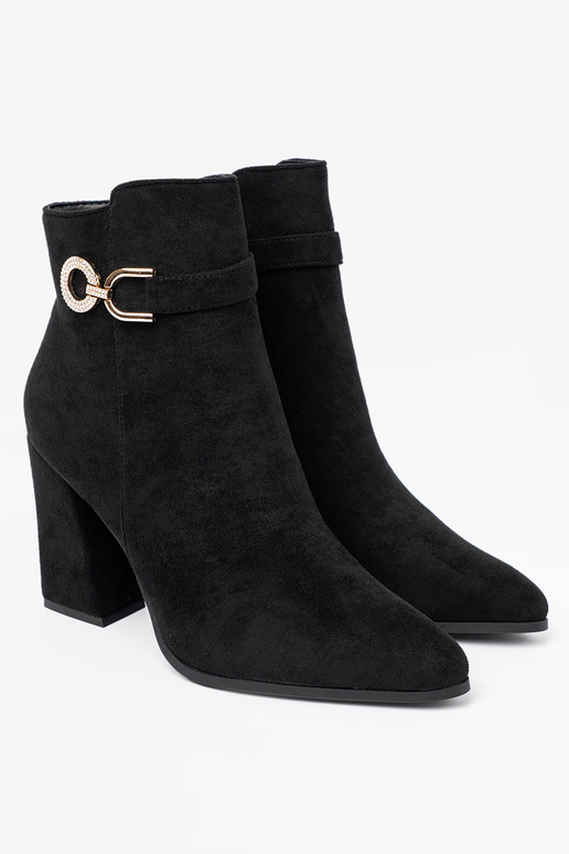 Style élégant couleur noire chaussures z biżuteryjnym akcentem