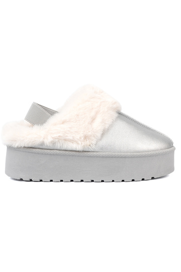 Silberfarbe Schneestiefel mit Pelzmantel i platformą 2